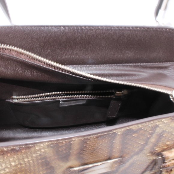 Michael Kors Gia Satchel, Mumbay Python, Molaus Natural Minor Defect, New - Picture 5 of 12